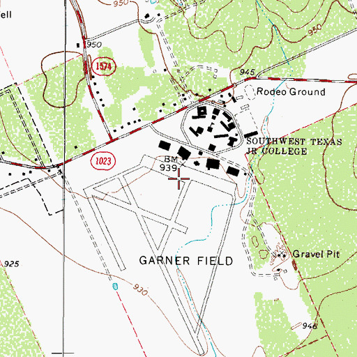 Topographic Map of Garner Field, TX