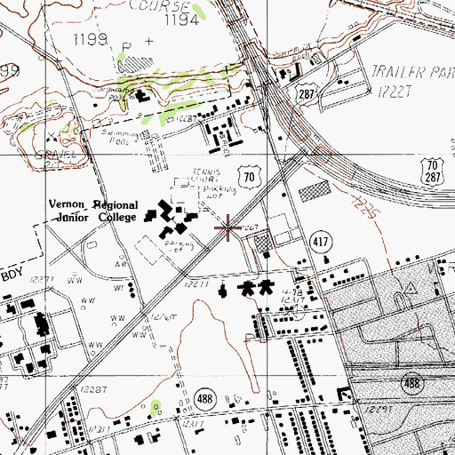 Topographic Map of Wilbarger General Hospital Heliport, TX