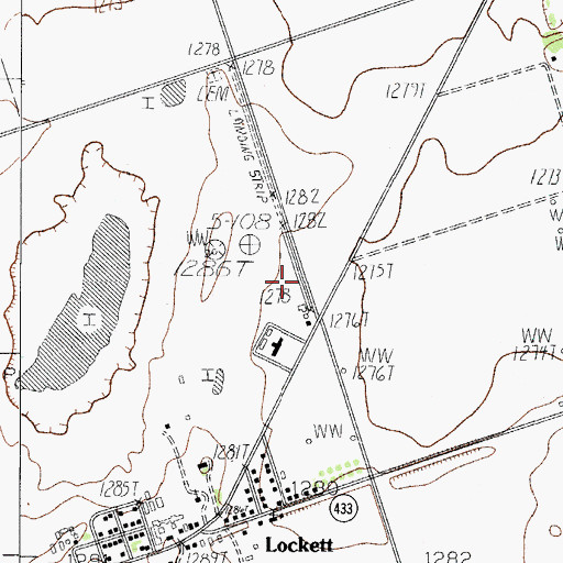 Topographic Map of Lockett Airport, TX