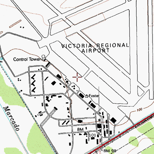 Topographic Map of Victoria Regional Airport, TX