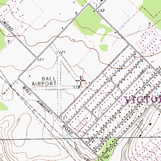 Topographic Map of Ball Airport (historical), TX