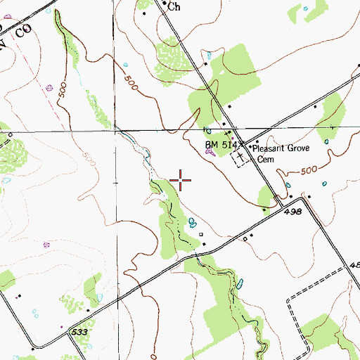 Topographic Map of Womack Farm Airport, TX