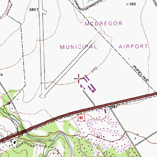 Topographic Map of Mc Gregor Executive Airport, TX