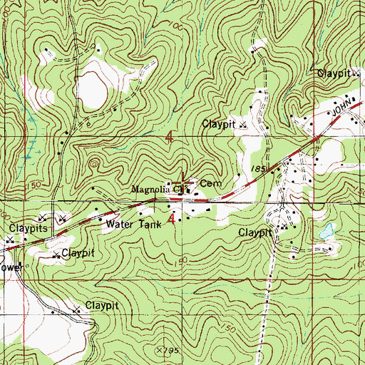 Topographic Map of Magnolia Church, AL