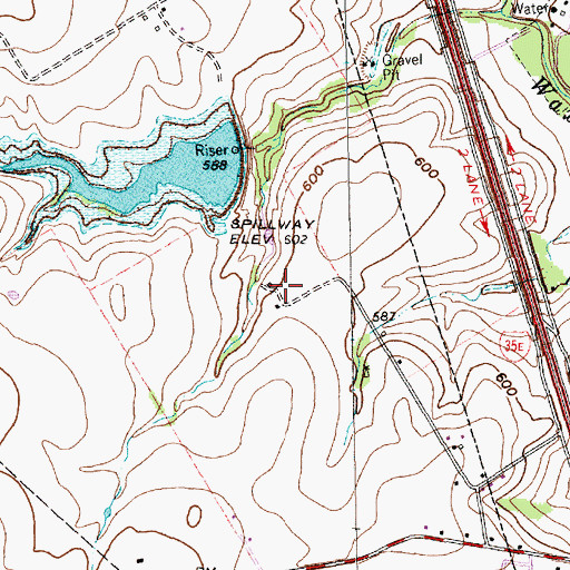 Topographic Map of Mims Farm Ultralight Airport (historical), TX
