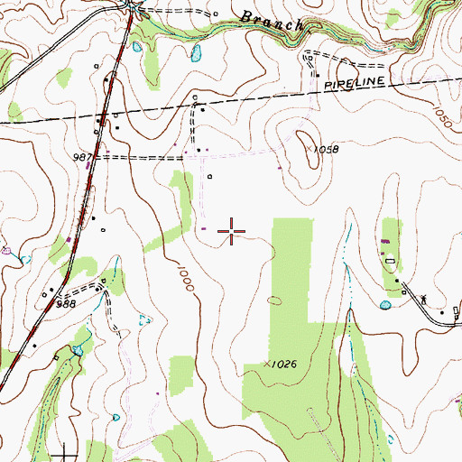 Topographic Map of Post Oak Airfield, TX