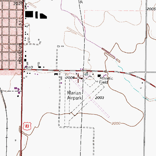 Topographic Map of Marian Airpark, TX