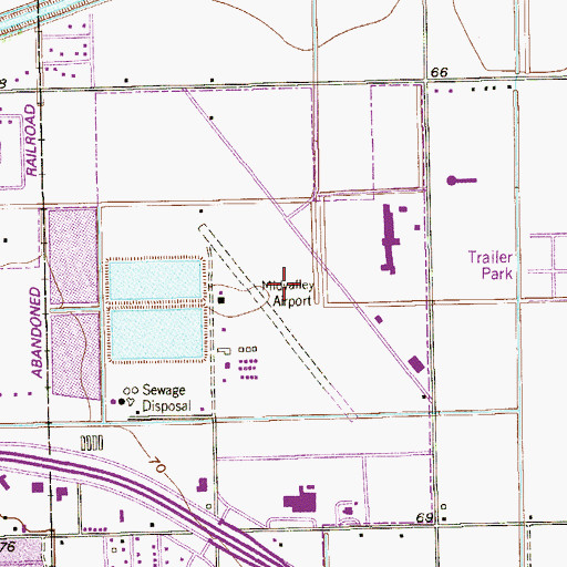 Topographic Map of Mid Valley Airport, TX