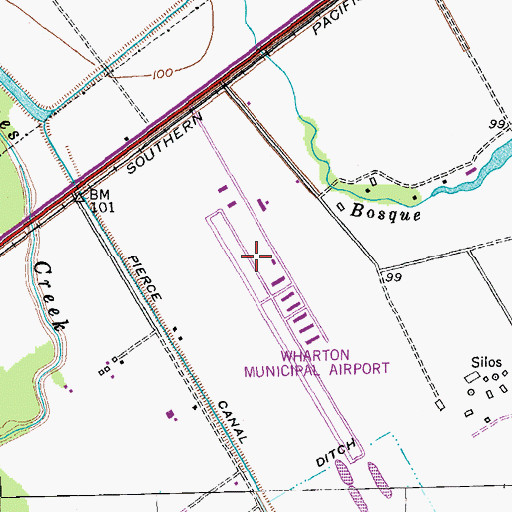 Topographic Map of Wharton Regional Airport, TX