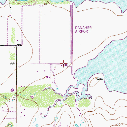 Topographic Map of Tom Danaher Airport, TX