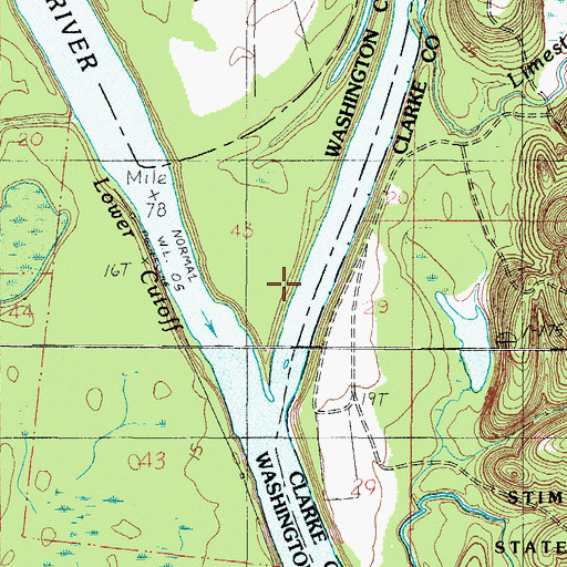 Topographic Map of Masons Lower Landing, AL