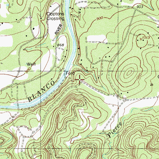 Topographic Map of Winn Ranch Airport (historical), TX