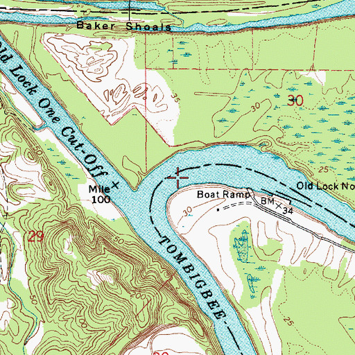 Topographic Map of McGrews Shoals, AL