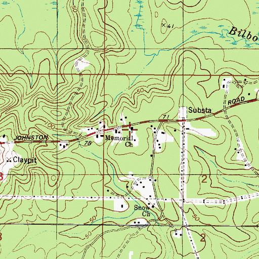 Topographic Map of Memorial Church, AL