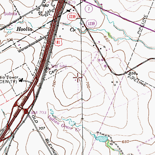 Topographic Map of KCEN-TV (Bruceville-Eddy), TX