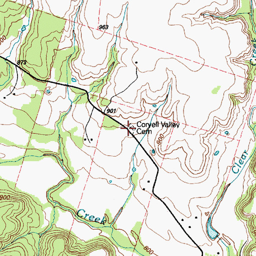 Topographic Map of Coryell Valley Cemetery, TX