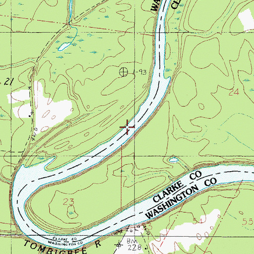 Topographic Map of Milers Gin Bar, AL