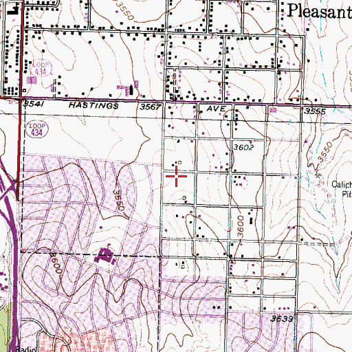Topographic Map of KFNS-AM (Amarillo), TX
