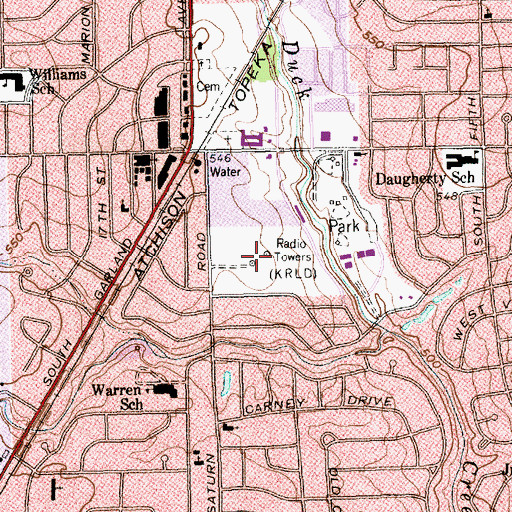 Topographic Map of KRLD-AM (Dallas), TX