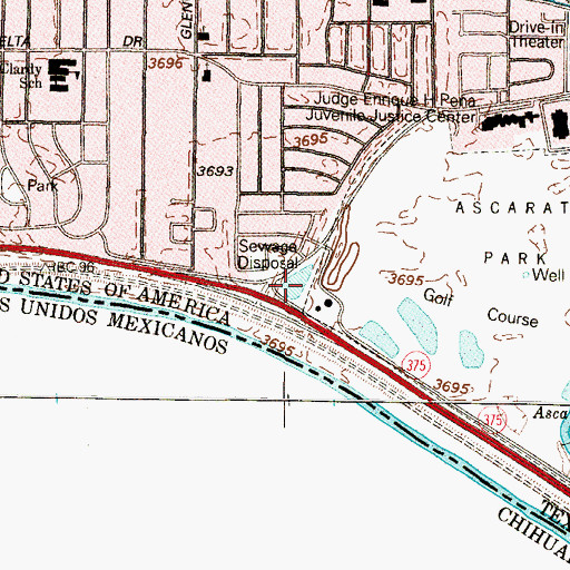 Topographic Map of KEZB-AM (El Paso), TX
