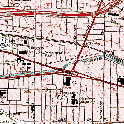 Topographic Map of KELP-AM (El Paso), TX