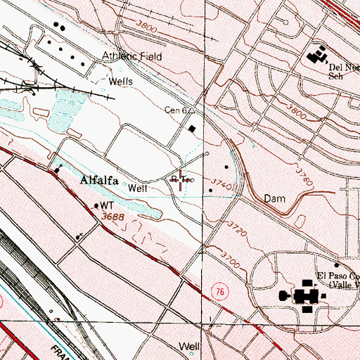 Topographic Map of KTSM-AM (El Paso), TX