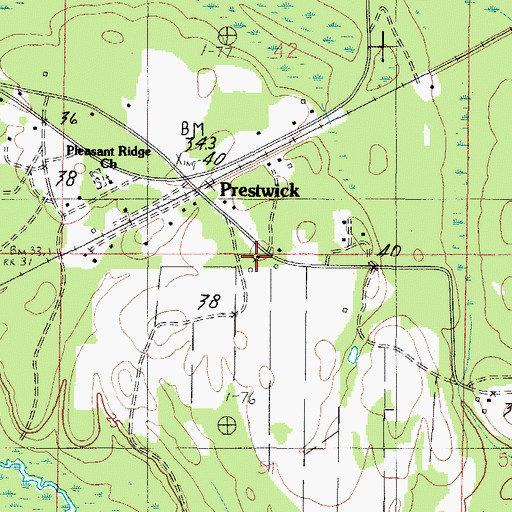 Topographic Map of Mount Moriah Church, AL