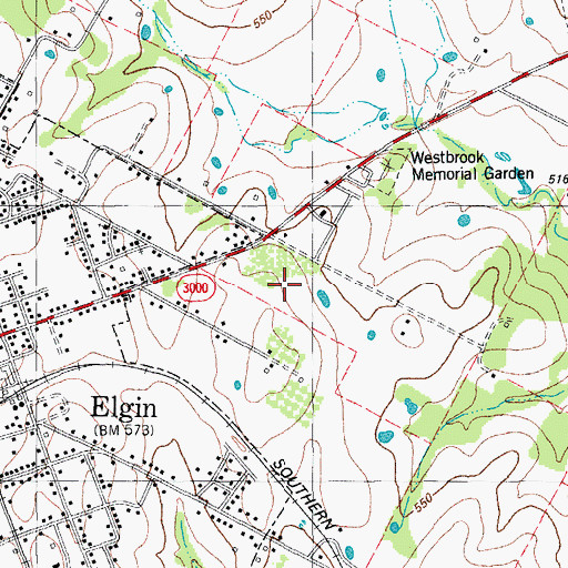 Topographic Map of KELG-AM (Elgin), TX