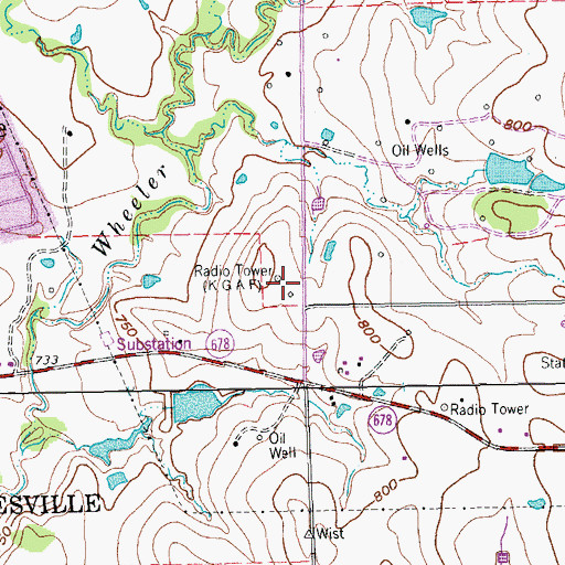 Topographic Map of KGAF-AM (Gainesville), TX
