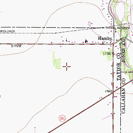 Topographic Map of KWVG-AM (Hamby), TX