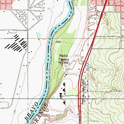 Topographic Map of KLAR-AM (Laredo), TX