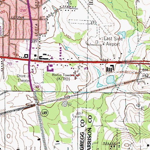 Topographic Map of KFRO-AM (Longview), TX