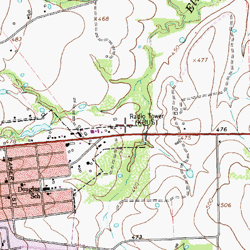 Topographic Map of KRQX-AM (Mexia), TX