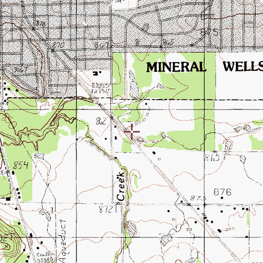 Topographic Map of KJSA-AM (Mineral Wells), TX