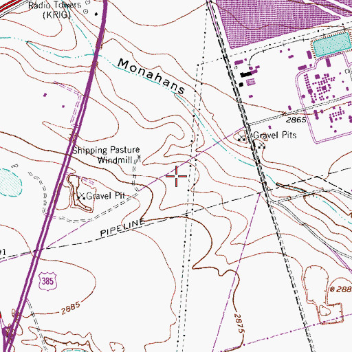 Topographic Map of KRIL-AM (Odessa), TX