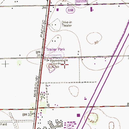 Topographic Map of KSOX-AM (Raymondville), TX