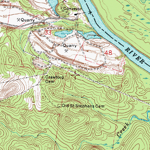 Topographic Map of Old Saint Stephens (historical), AL