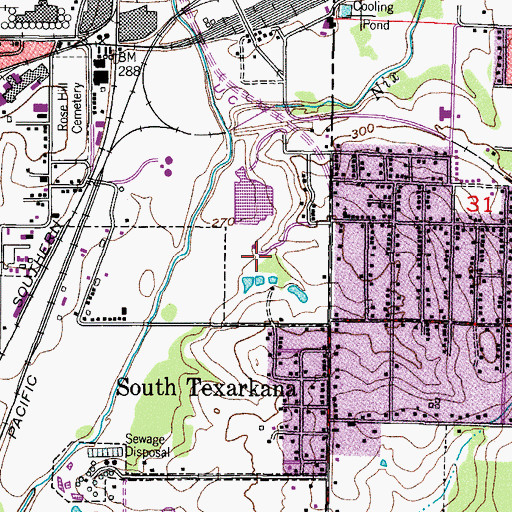 Topographic Map of KTWN-AM (Texarkana), TX