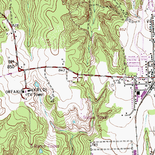 Topographic Map of KHYI-FM (Arlington), TX