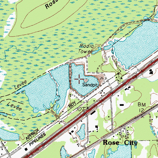 Topographic Map of KVLU-FM (Beaumont), TX