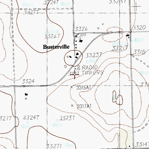 Topographic Map of KLCU-FM (Brownfield), TX