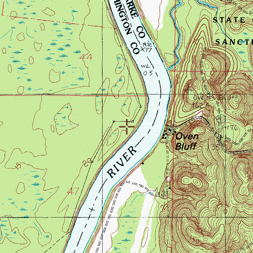 Topographic Map of Oven Landing, AL