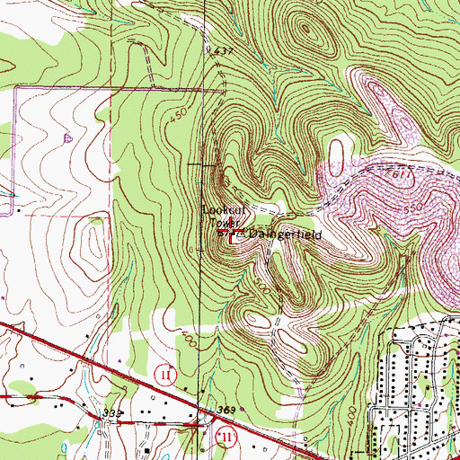 Topographic Map of KWSK-FM (Daingerfield), TX