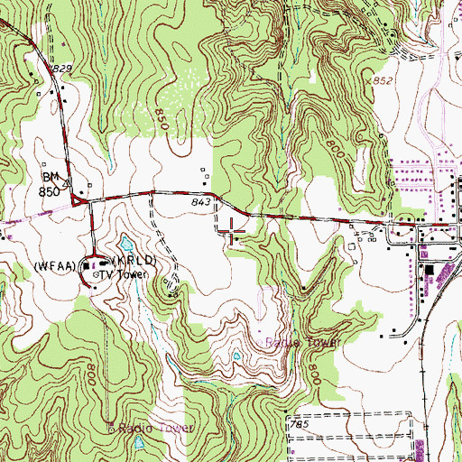 Topographic Map of KKDA-FM (Dallas), TX