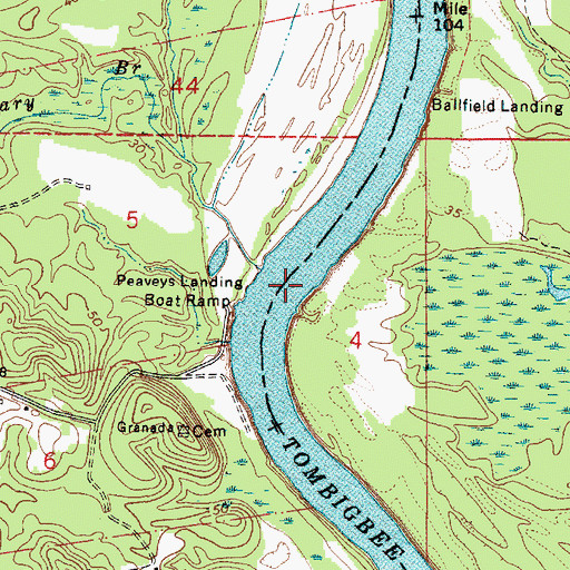 Topographic Map of Peavys Bar, AL