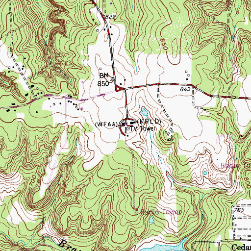 Topographic Map of KLRX-FM (Dallas), TX