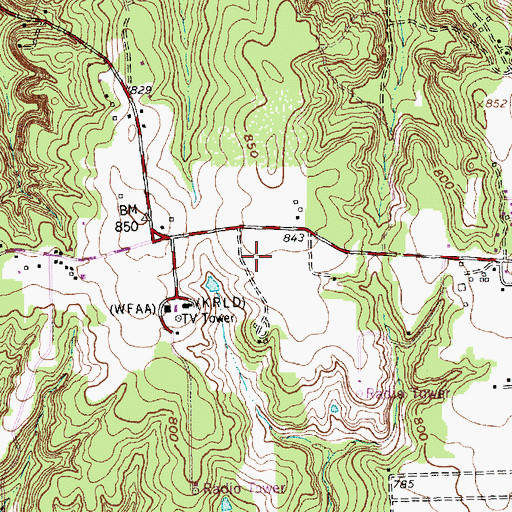 Topographic Map of KNON-FM (Dallas), TX