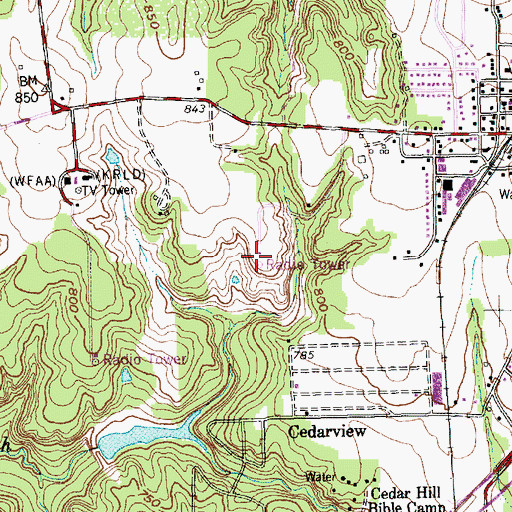 Topographic Map of KRSR-FM (Dallas), TX