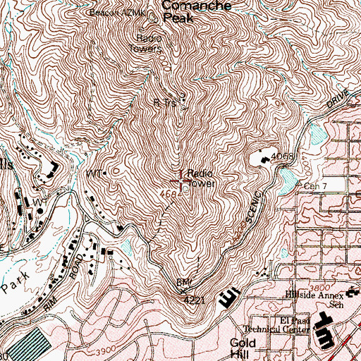 Topographic Map of KTEP-FM (El Paso), TX