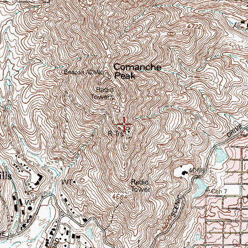 Topographic Map of KXCR-FM (El Paso), TX